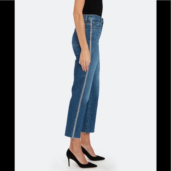 J Brand Denim - J Brand Jules Rhinestone Tuxedo Stripe Straight Leg Jeans in Urbanite Sz 26